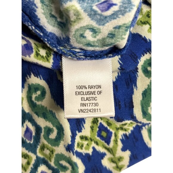 Blue & Green Patterned Maxi Dress With Adjustable Spaghetti Straps Elastic Back - Picture 6 of 6